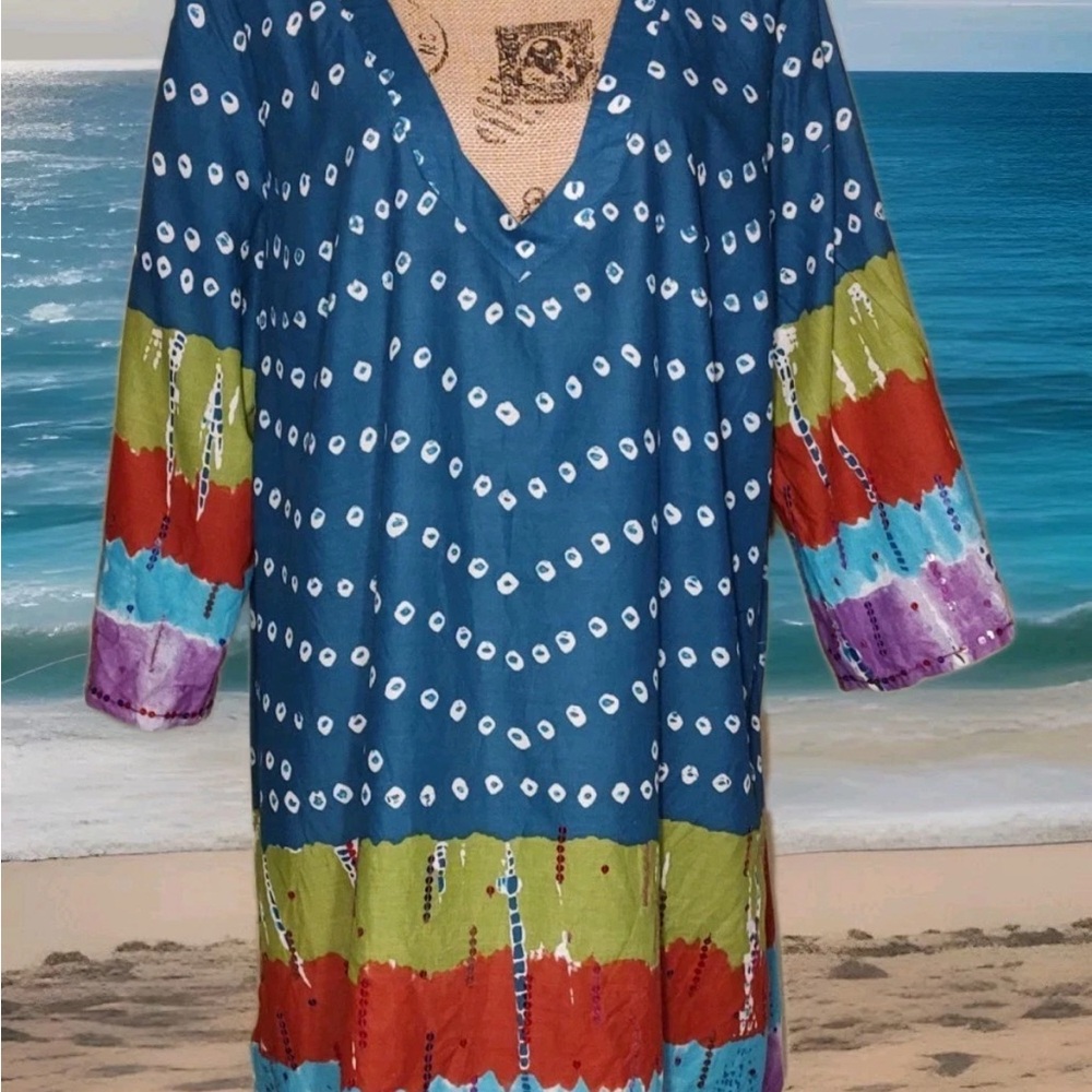 1X Swim by Avenue Colorful Bohemian Coverup Beach Dress